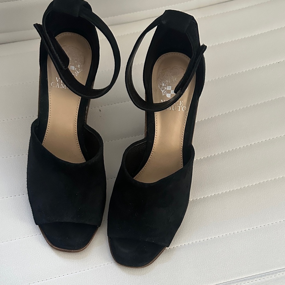 Vince Camuto Black Suede wedge Heels